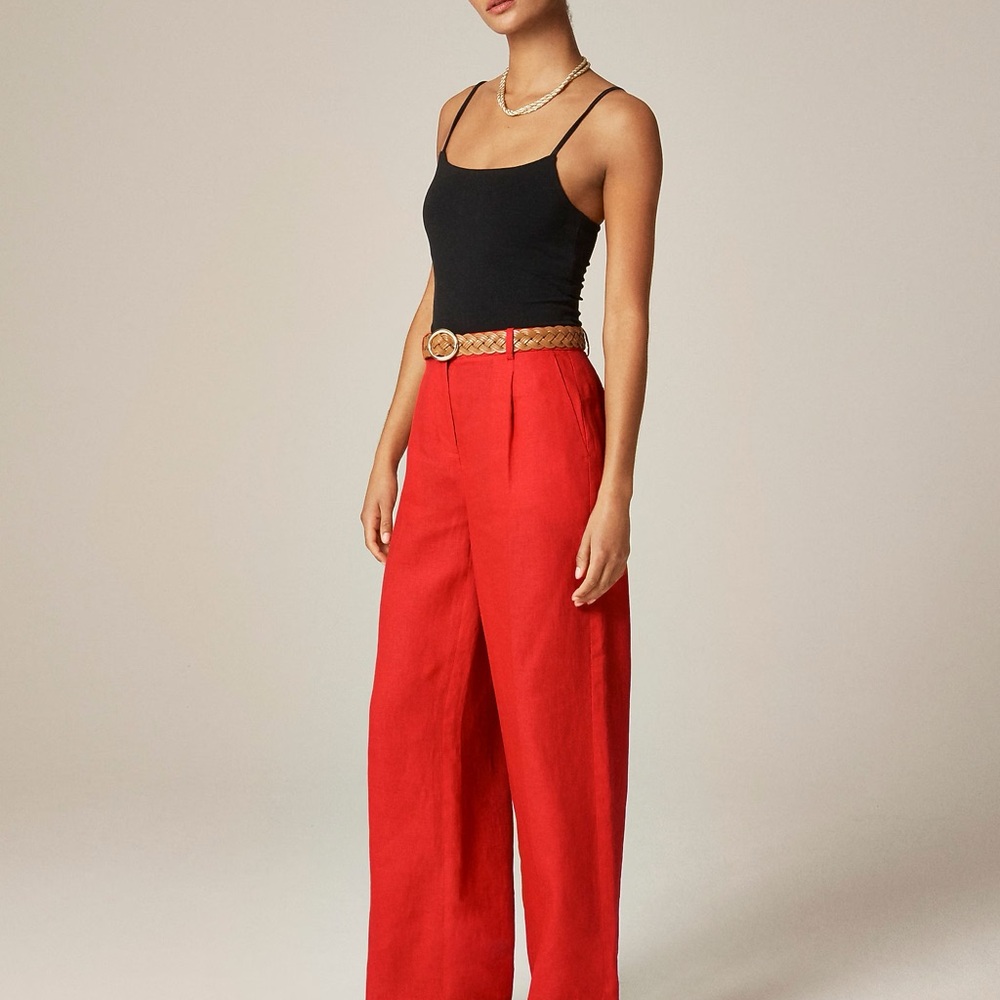 J. Crew Tall Wide-leg Essential pant in linen in Red Arroyo T10